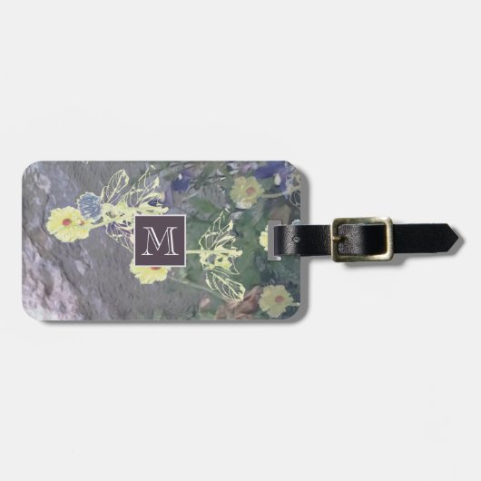 Moody Floral Monogram dubbelzijdig Bagagelabel (Voorkant horizontaal)