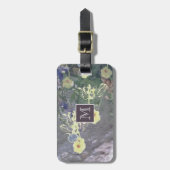 Moody Floral Monogram dubbelzijdig Bagagelabel (Voorkant verticaal)