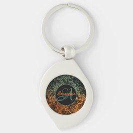 Moody Floral Monogram Gepersonaliseerde Shimmery Sleutelhanger