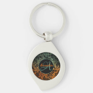 Moody Floral Monogram Gepersonaliseerde Shimmery Sleutelhanger
