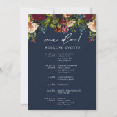 Moody Floral Navy Blue Bruiloft Welkomsttas kaart (Achterkant)