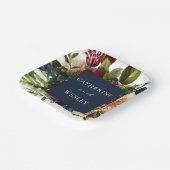 Moody Floral Navy & Bourgondische bruiloft Papieren Bordje (Gebogen)