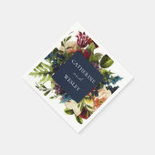 Moody Floral Navy & Bourgondische bruiloft Servet (Hoek)
