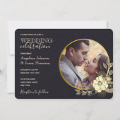 Moody Floral Paars Gold Black Wedding Kaart (Voorkant)