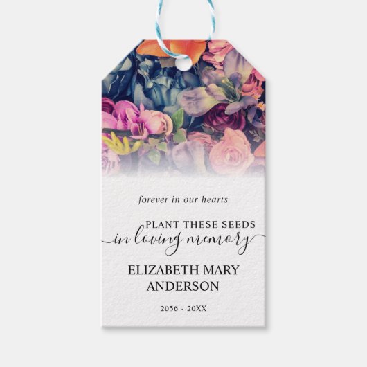 Moody Floral Pattern Seed Packet Memorial Cadeaulabel (Voorkant)