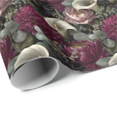 Moody Floral Pattern with Dahlias and Calla Lilies Cadeaupapier (Rol Hoek)