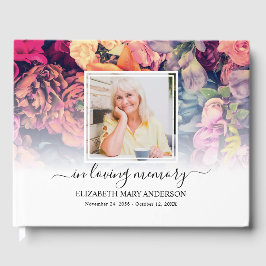 Moody Floral Photo Sympathie Funeral Waterverf Gastenboek