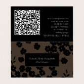 Moody Floral QR Code Gevouwen Visitekaartje Bloeme (Buitenkant ongevouwen)