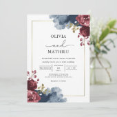 Moody Floral Romance bruiloft Kaart (Staand voorkant)