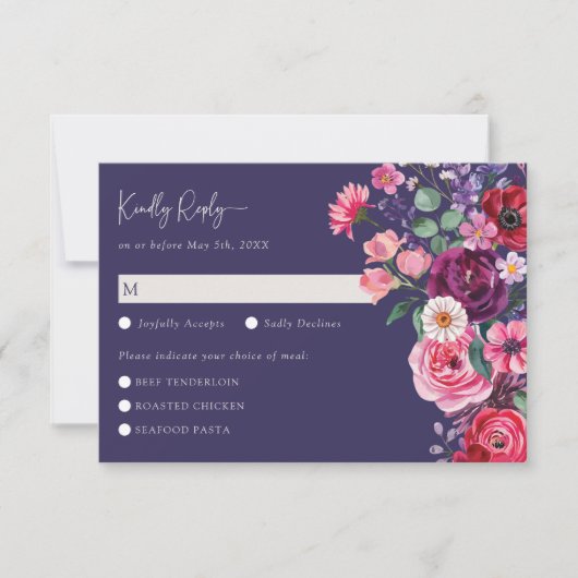 Moody Floral RSVP-kaart RSVP Kaartje (Voorkant)