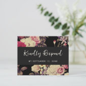 Moody Floral RSVP Script Maaltijd keuze Uitnodiging Briefkaart (Staand voorkant)