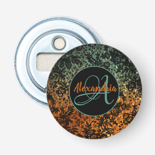 Moody Floral Shimmery Monogram Gepersonaliseerd Button Flesopener