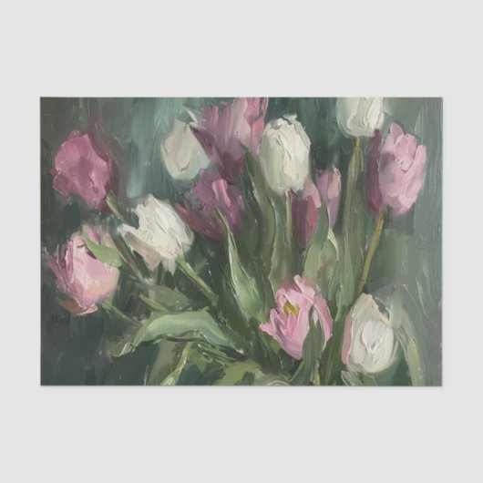 Moody Floral Tulpen Tissuepapier (Voorkant)