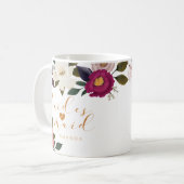 Moody Floral Waterverf Bruidsmeisje Monogram Koffiemok (Voorkant links)