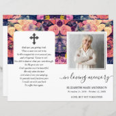 Moody Floral Waterverf Foto Begrafenisprogramma (Voorkant / Achterkant)