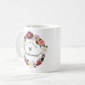 Moody Floral Waterverf Krans Bruidsmeisje Koffiemok (Voorkant links)