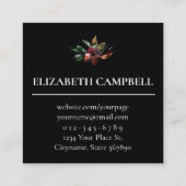 Moody Floral Waterverf | Zwart Vierkante Visitekaartje (Achterkant)