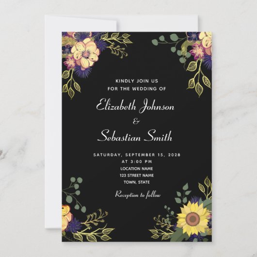 Moody Floral Wedding Invitation Kaart (Voorkant)