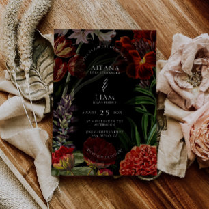 Moody Floral Wedding Kaart