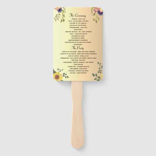 Moody Floral Wedding Programme Hand Fan Handwaaier (Achterkant)