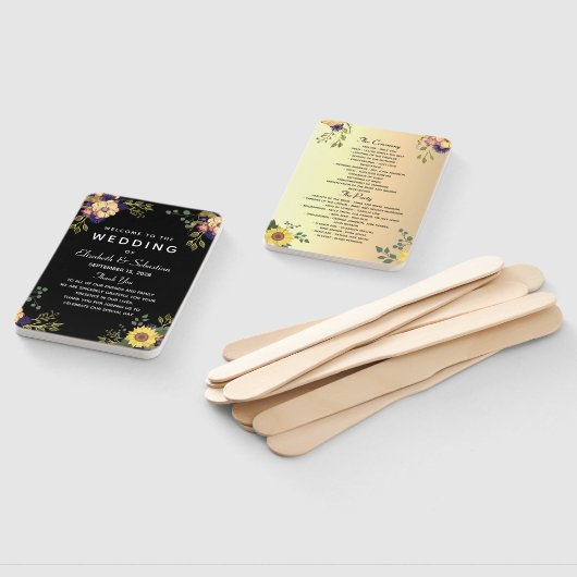 Moody Floral Wedding Programme Hand Fan Handwaaier (Niet-gemonteerd)