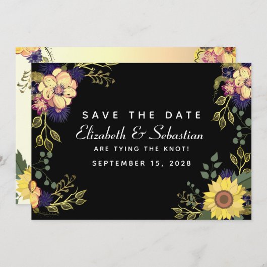 Moody Floral Wedding Save the Date (Voorkant / Achterkant)