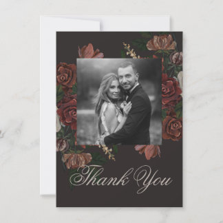 Moody Floral Wedding Thank You Card Bedankkaart