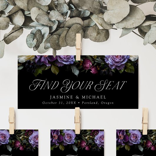 Moody Floral Wedding Vind uw Seat Header Kaart