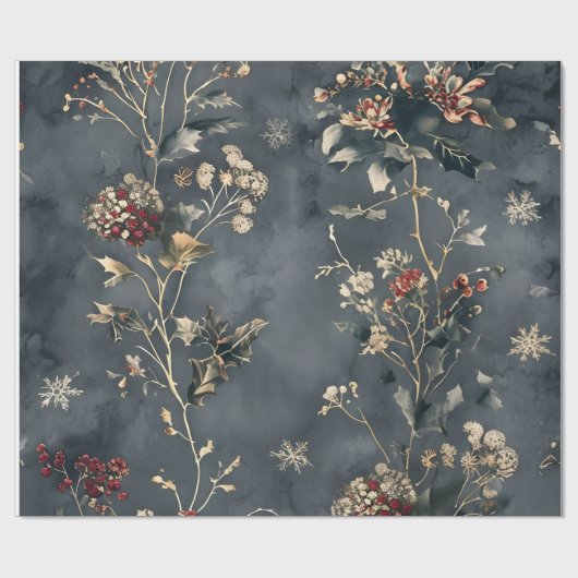 Moody Floral Winter Cadeaupapier (Vlak)