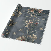 Moody Floral Winter Cadeaupapier (Uitgerold)