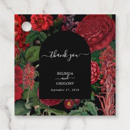 Moody Florals Black Arch Burgundy Red Wedding Bedankjes Labels