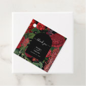 Moody Florals Black Arch Burgundy Red Wedding Bedankjes Labels (In situ)