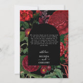 Moody Florals Black Arch Burgundy Red Wedding Bedankkaart (Achterkant)