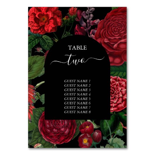 Moody Florals Black Arch Burgundy Red Wedding Kaart (Voorkant)