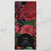Moody Florals Black Arch Burgundy Red Wedding Menu (Achterkant)
