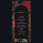 Moody Florals Black Arch Burgundy Red Wedding Menu<br><div class="desc">Een mooi ontwerp dat glanzende, rode, donkere bloemen laat zien op een zwarte achtergrond en een zwarte boog. Ideaal voor iedereen die dol is op vochtige design en donkere kleurtinten. Een elegant ontwerp van de rode en zwarte maroon retro floral. Een wildbloem en een rozen bruiloft menuontwerp met moderne elementen....</div>