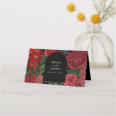Moody Florals Black Arch Burgundy Red Wedding Plaatskaartje (Achterkant)