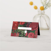 Moody Florals Black Arch Burgundy Red Wedding Plaatskaartje (Voorkant)