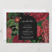 Moody Florals Black Arch Burgundy Red Wedding Save The Date (Voorkant)