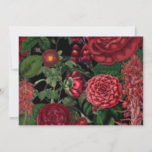 Moody Florals Black Arch Burgundy Red Wedding Save The Date (Achterkant)