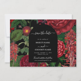 Moody Florals Black Arch Burgundy Red Wedding Save The Date