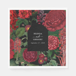 Moody Florals Black Arch Burgundy Red Wedding Servet