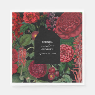 Moody Florals Black Arch Burgundy Red Wedding Servet