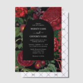 Moody Florals Black Arch Burgundy Red Wedding Vellum Uitnodigingen (Offset (Uitnodiging))