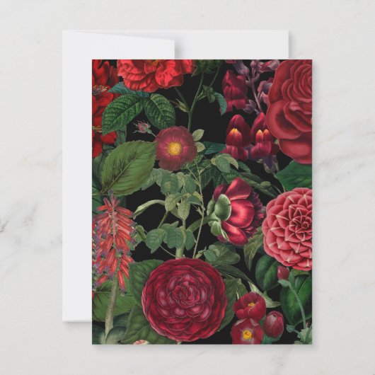 Moody Florals Black & Burgundy  Monogram Bedankkaart (Achterkant)