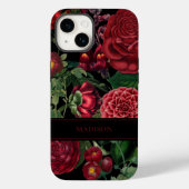 Moody Florals Black & Burgundy  Monogram Case-Mate iPhone Case (Achterkant)