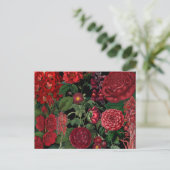 Moody Florals Black & Burgundy  Monogram Feestdagenkaart (Staand voorkant)