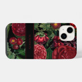 Moody Florals Black & Burgundy Monogram iPhone Hoesje (Achterkant horizontaal)