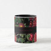 Moody Florals Black & Burgundy  Monogram Mok (Midden)