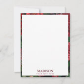 Moody Florals Black & Burgundy  Monogram Notitiekaartje (Voorkant)